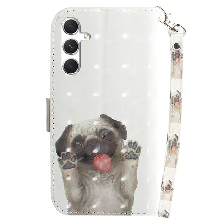 Anti-Drop PU Flip Cover for Samsung Galaxy S24 Case Pattern Printed Wallet Phone Shell with Strap