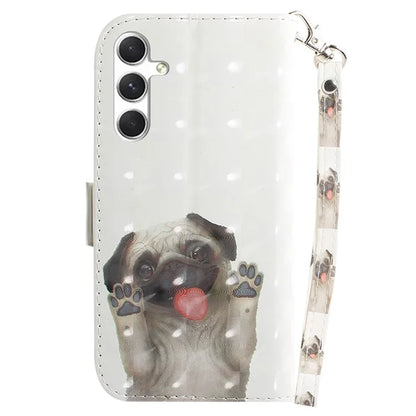 Anti-Drop PU Flip Cover for Samsung Galaxy S24 Case Pattern Printed Wallet Phone Shell with Strap