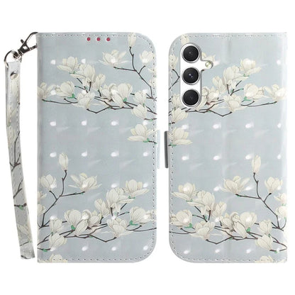 Anti-Drop PU Flip Cover for Samsung Galaxy S24 Case Pattern Printed Wallet Phone Shell with Strap