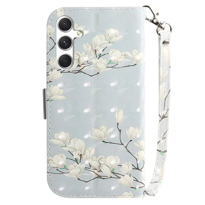 Anti-Drop PU Flip Cover for Samsung Galaxy S24 Case Pattern Printed Wallet Phone Shell with Strap