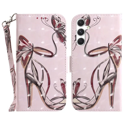 Anti-Drop PU Flip Cover for Samsung Galaxy S24 Case Pattern Printed Wallet Phone Shell with Strap