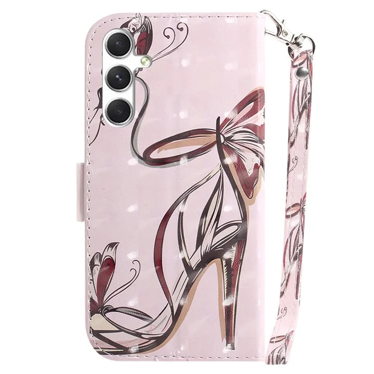 Anti-Drop PU Flip Cover for Samsung Galaxy S24 Case Pattern Printed Wallet Phone Shell with Strap