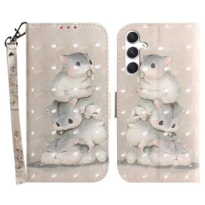Anti-Drop PU Flip Cover for Samsung Galaxy S24 Case Pattern Printed Wallet Phone Shell with Strap