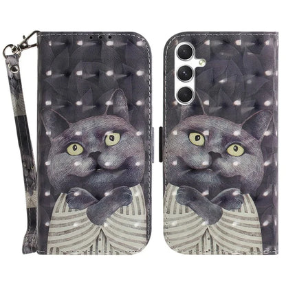 Anti-Drop PU Flip Cover for Samsung Galaxy S24 Case Pattern Printed Wallet Phone Shell with Strap