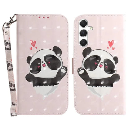 Anti-Drop PU Flip Cover for Samsung Galaxy S24 Case Pattern Printed Wallet Phone Shell with Strap