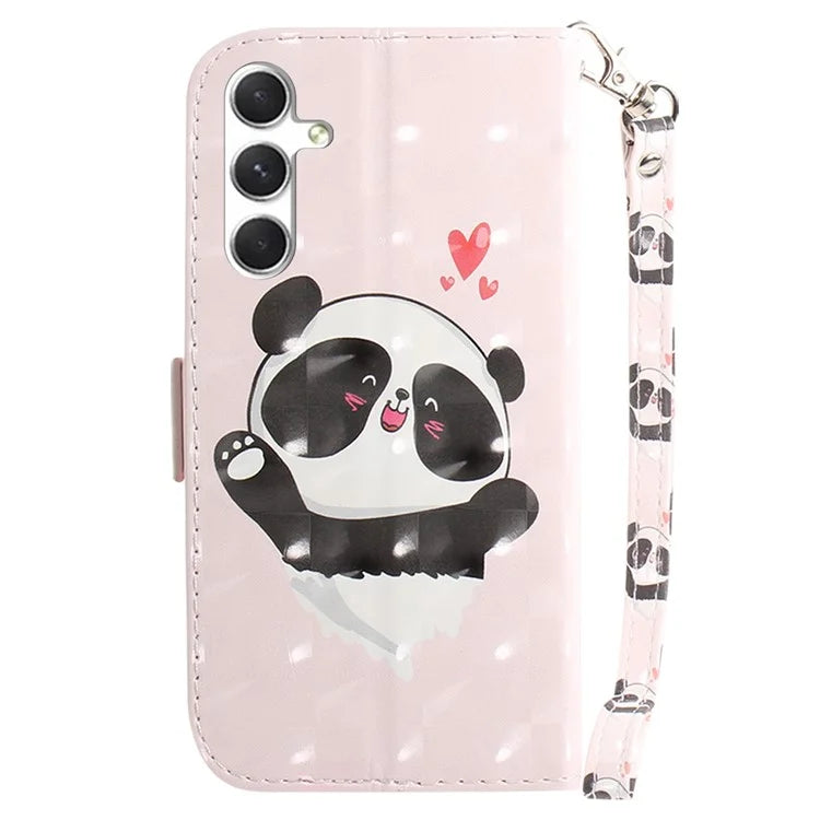 Anti-Drop PU Flip Cover for Samsung Galaxy S24 Case Pattern Printed Wallet Phone Shell with Strap