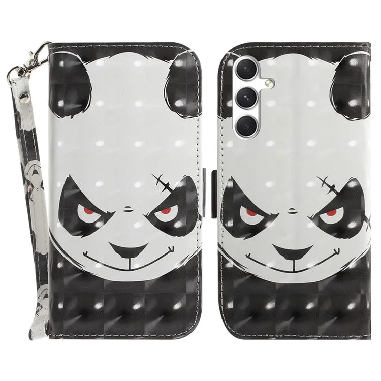 Anti-Drop PU Flip Cover for Samsung Galaxy S24 Case Pattern Printed Wallet Phone Shell with Strap