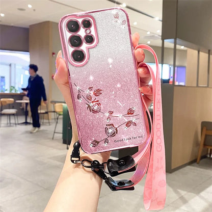 KADEM For Samsung Galaxy S24 Ultra Case Glitter Phone TPU Back Guard Cover with Strap