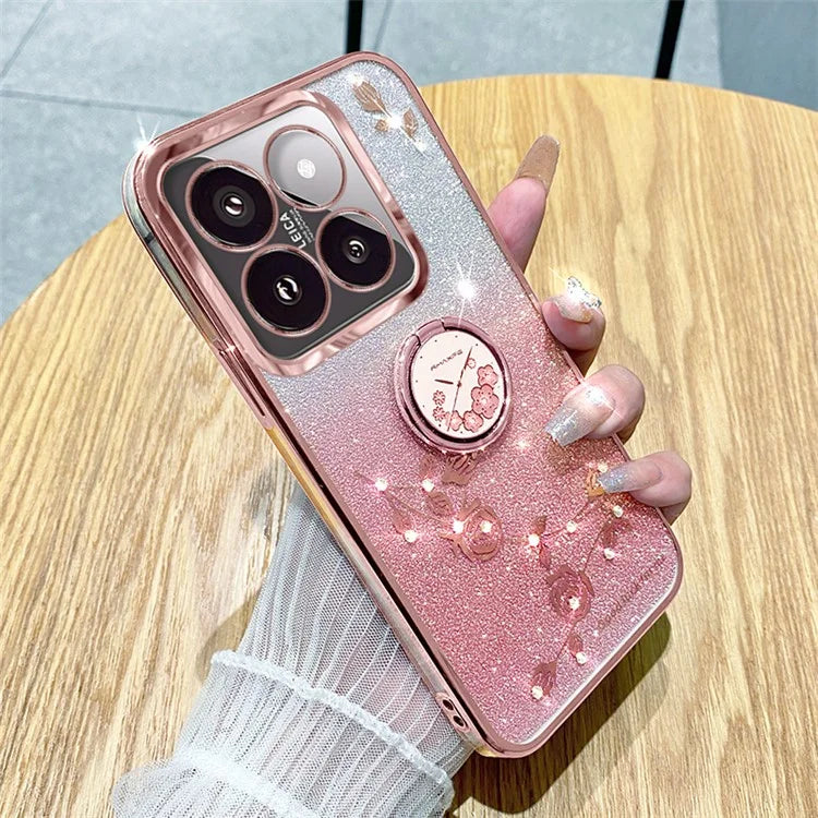KADEM For Xiaomi 14 Pro Cover with Ring Kickstand Glitter TPU Phone Shell