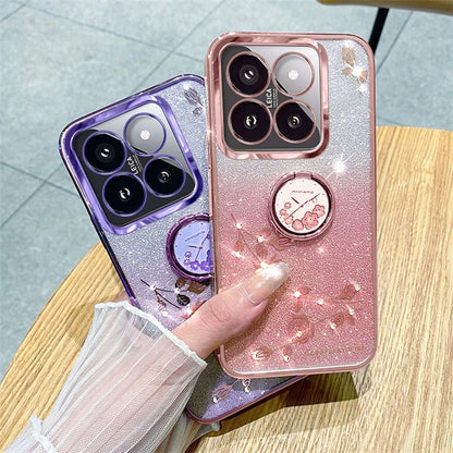 KADEM For Xiaomi 14 Pro Cover with Ring Kickstand Glitter TPU Phone Shell