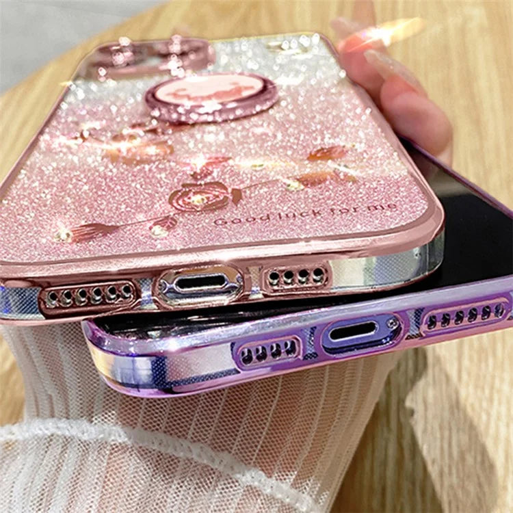 KADEM For Xiaomi 14 Pro Cover with Ring Kickstand Glitter TPU Phone Shell