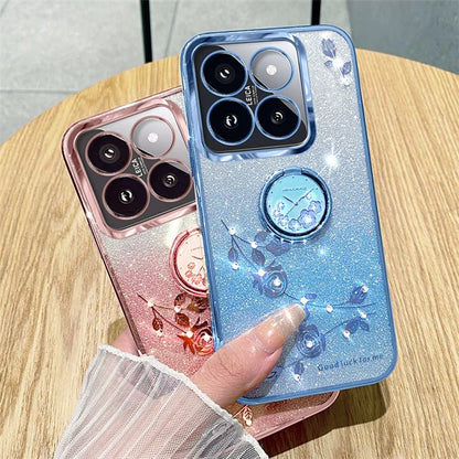 KADEM For Xiaomi 14 Pro Cover with Ring Kickstand Glitter TPU Phone Shell