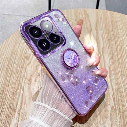 KADEM For Xiaomi 14 Pro Cover with Ring Kickstand Glitter TPU Phone Shell
