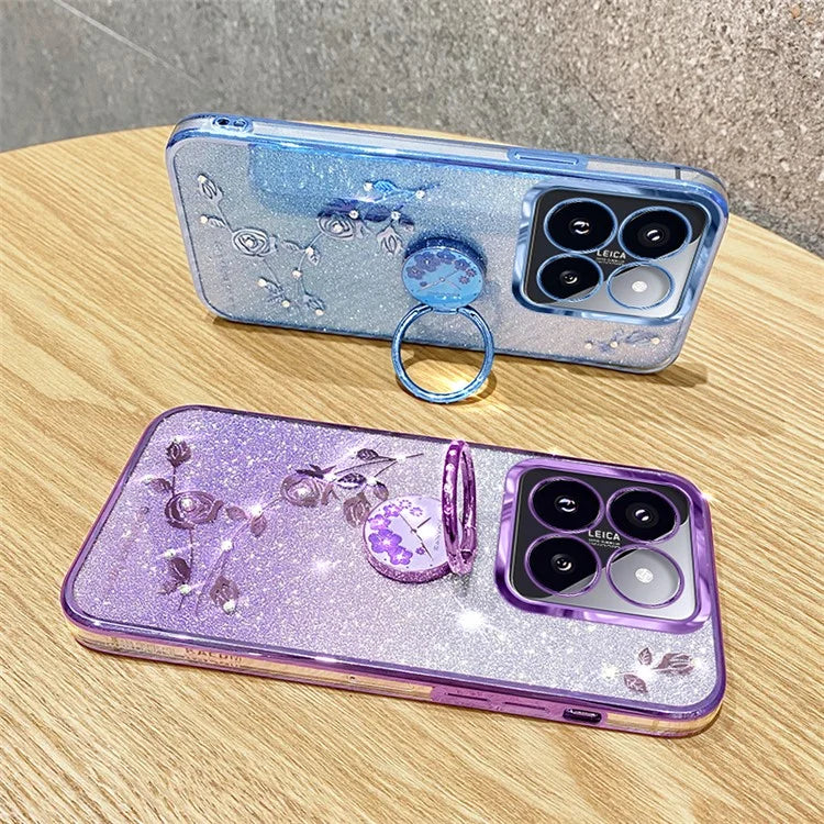 KADEM For Xiaomi 14 Pro Cover with Ring Kickstand Glitter TPU Phone Shell