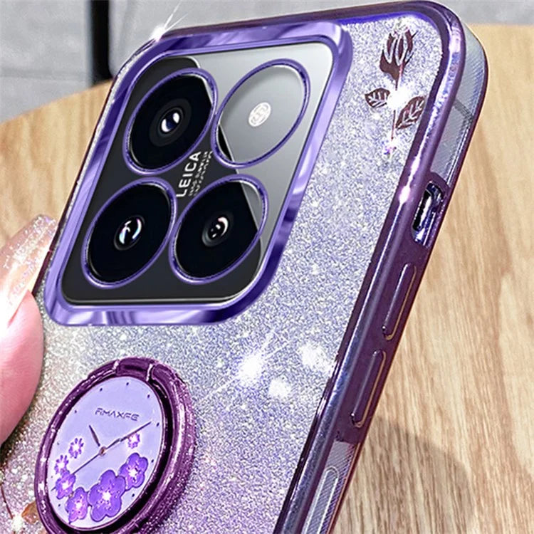 KADEM For Xiaomi 14 Pro Cover with Ring Kickstand Glitter TPU Phone Shell
