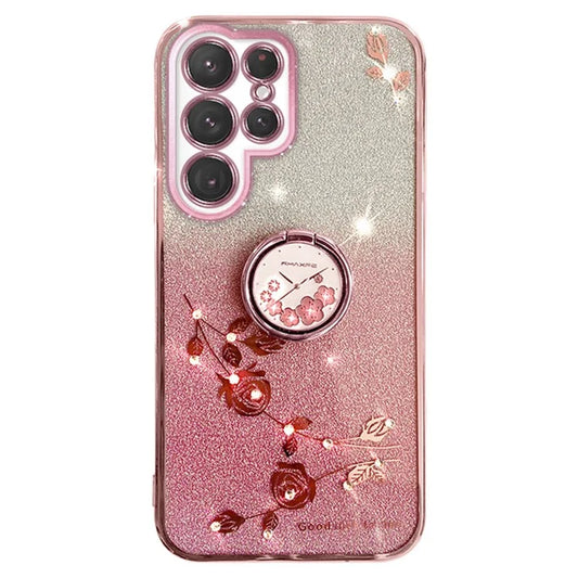 KADEM For Samsung Galaxy S24 Ultra Cover Soft TPU Phone Case with Ring Kickstand