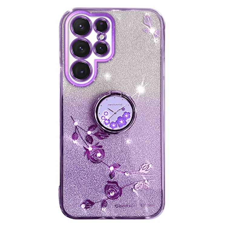 KADEM For Samsung Galaxy S24 Ultra Cover Soft TPU Phone Case with Ring Kickstand