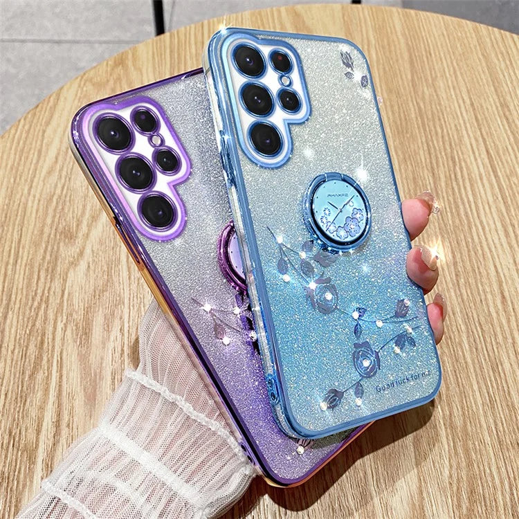 KADEM For Samsung Galaxy S24 Ultra Cover Soft TPU Phone Case with Ring Kickstand