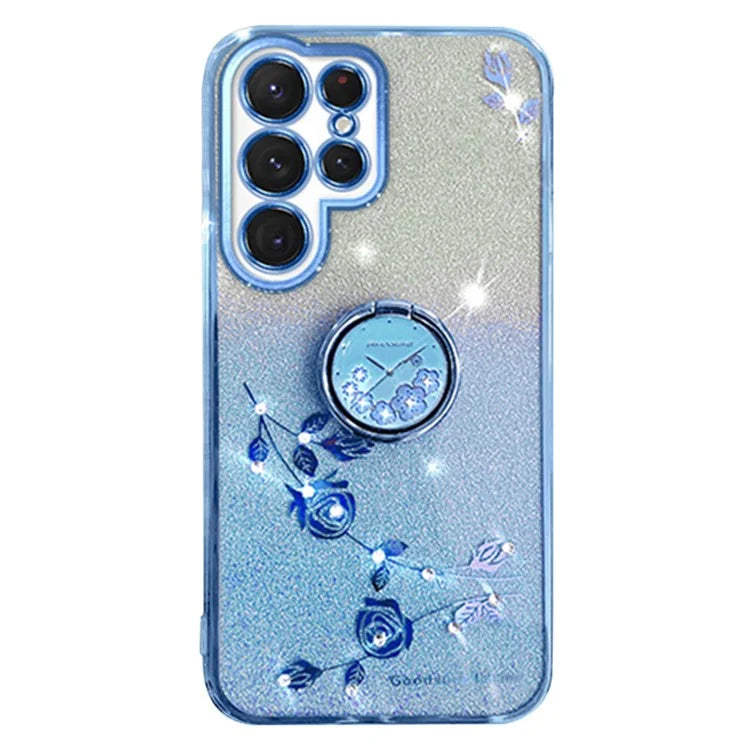 KADEM For Samsung Galaxy S24 Ultra Cover Soft TPU Phone Case with Ring Kickstand