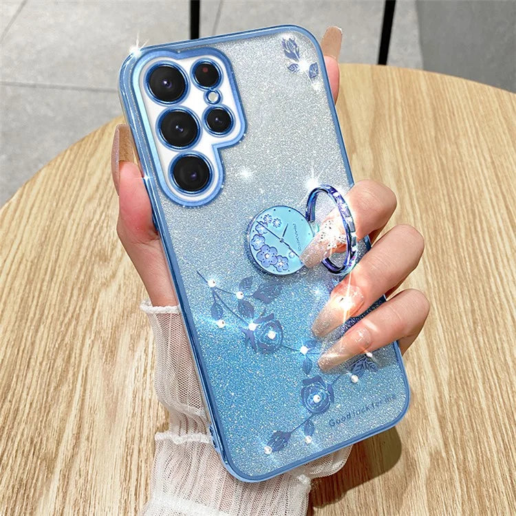 KADEM For Samsung Galaxy S24 Ultra Cover Soft TPU Phone Case with Ring Kickstand
