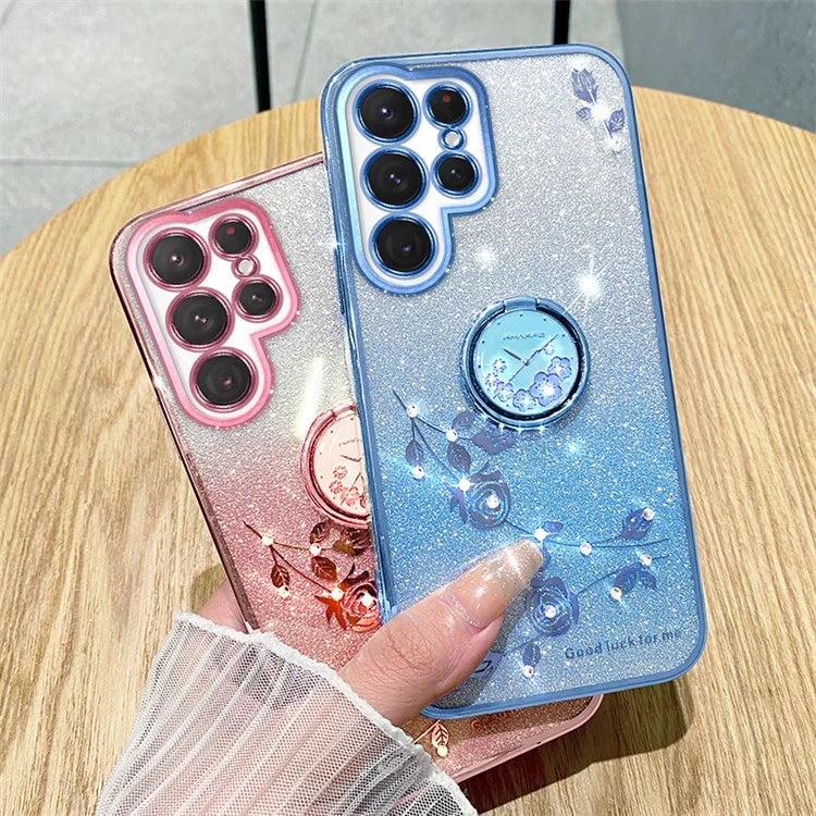 KADEM For Samsung Galaxy S24 Ultra Cover Soft TPU Phone Case with Ring Kickstand