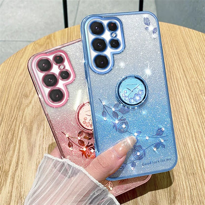 KADEM For Samsung Galaxy S24 Ultra Cover Soft TPU Phone Case with Ring Kickstand