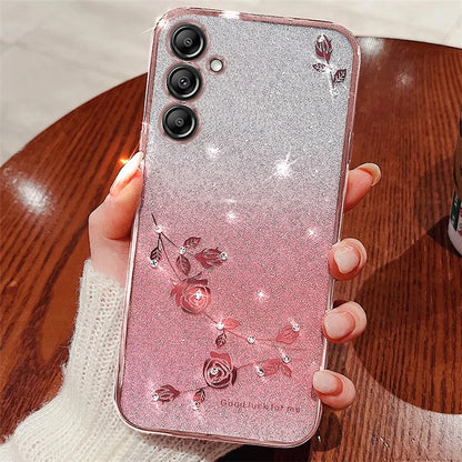 KADEM For Samsung Galaxy S24+ Case Bump Proof Flower Pattern TPU Phone Cover
