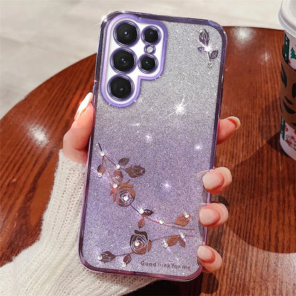 KADEM For Samsung Galaxy S24 Ultra Case Flower Pattern Anti-fall TPU Phone Cover