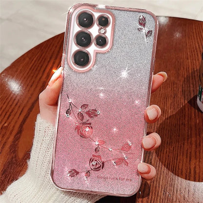 KADEM For Samsung Galaxy S24 Ultra Case Flower Pattern Anti-fall TPU Phone Cover