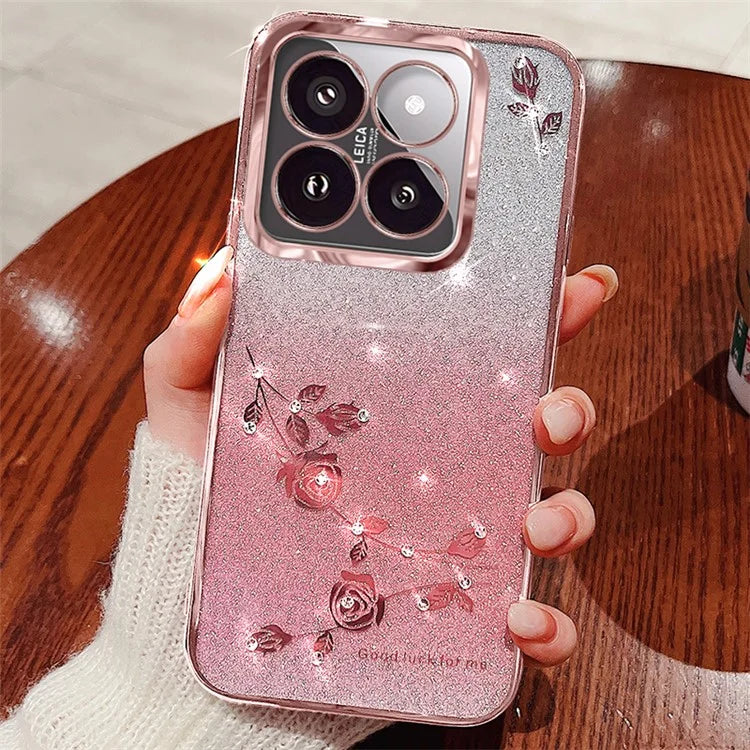 KADEM For Xiaomi 14 Pro Case Flower Pattern Cell Phone TPU Back Cover