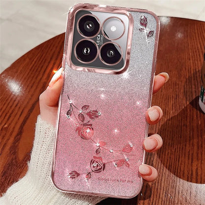 KADEM For Xiaomi 14 Pro Case Flower Pattern Cell Phone TPU Back Cover