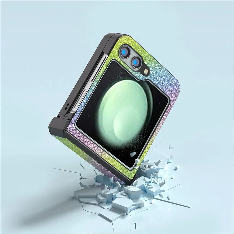 ABEEL For Samsung Galaxy Z Flip5 5G Case Rhinestone Texture PU Leather+PC Phone Protective Cover