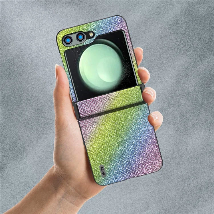 ABEEL For Samsung Galaxy Z Flip5 5G Case Rhinestone Texture PU Leather+PC Phone Protective Cover