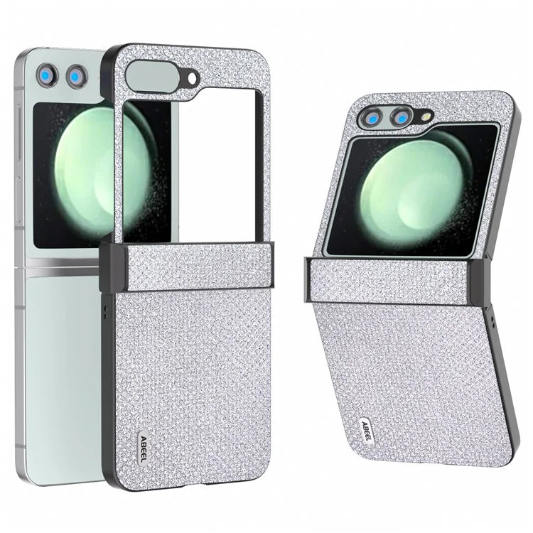 ABEEL For Samsung Galaxy Z Flip5 5G Case Rhinestone Texture PU Leather+PC Phone Protective Cover