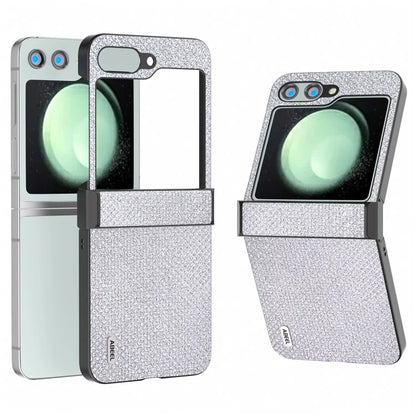 ABEEL For Samsung Galaxy Z Flip5 5G Case Rhinestone Texture PU Leather+PC Phone Protective Cover