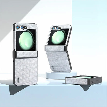 ABEEL For Samsung Galaxy Z Flip5 5G Case Rhinestone Texture PU Leather+PC Phone Protective Cover