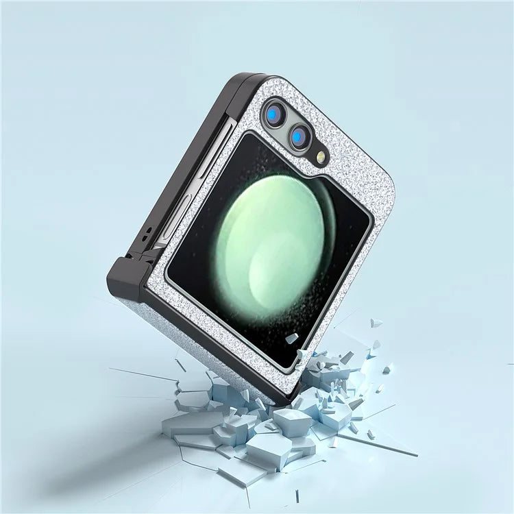 ABEEL For Samsung Galaxy Z Flip5 5G Case Rhinestone Texture PU Leather+PC Phone Protective Cover
