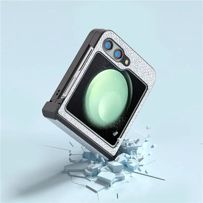ABEEL For Samsung Galaxy Z Flip5 5G Case Rhinestone Texture PU Leather+PC Phone Protective Cover