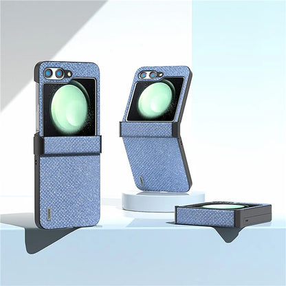 ABEEL For Samsung Galaxy Z Flip5 5G Case Rhinestone Texture PU Leather+PC Phone Protective Cover