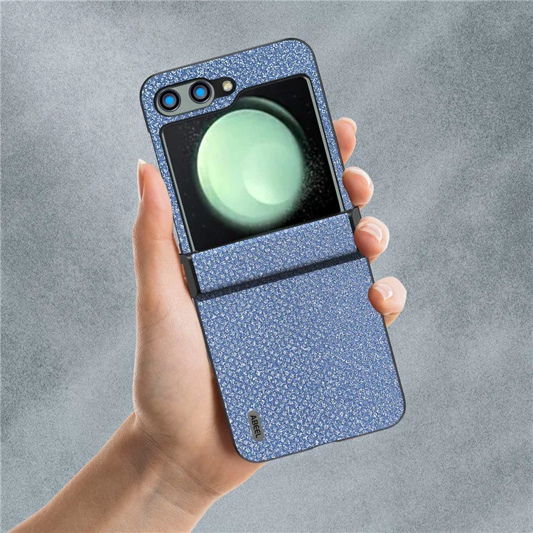 ABEEL For Samsung Galaxy Z Flip5 5G Case Rhinestone Texture PU Leather+PC Phone Protective Cover