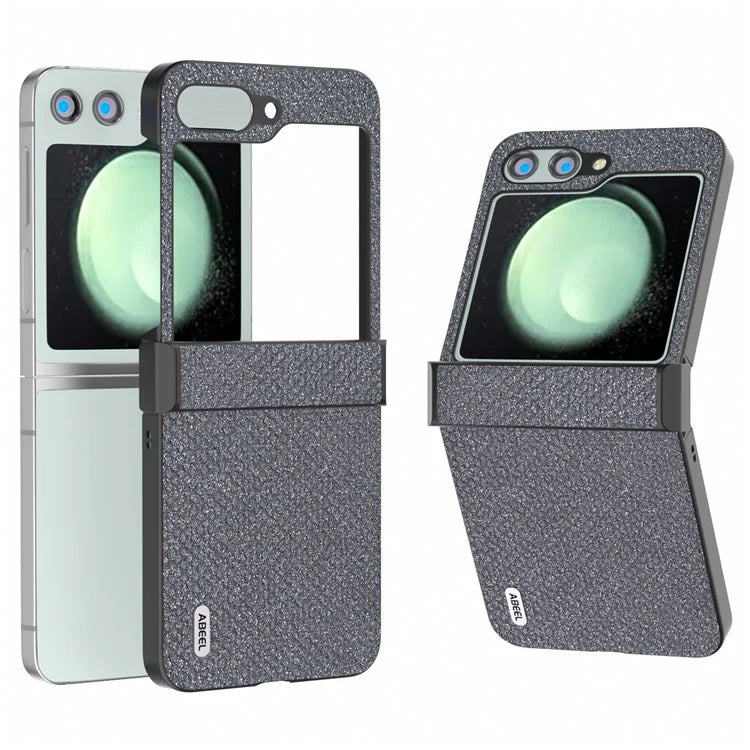ABEEL For Samsung Galaxy Z Flip5 5G Case Rhinestone Texture PU Leather+PC Phone Protective Cover