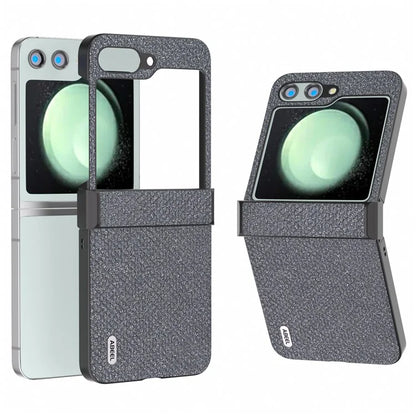 ABEEL For Samsung Galaxy Z Flip5 5G Case Rhinestone Texture PU Leather+PC Phone Protective Cover
