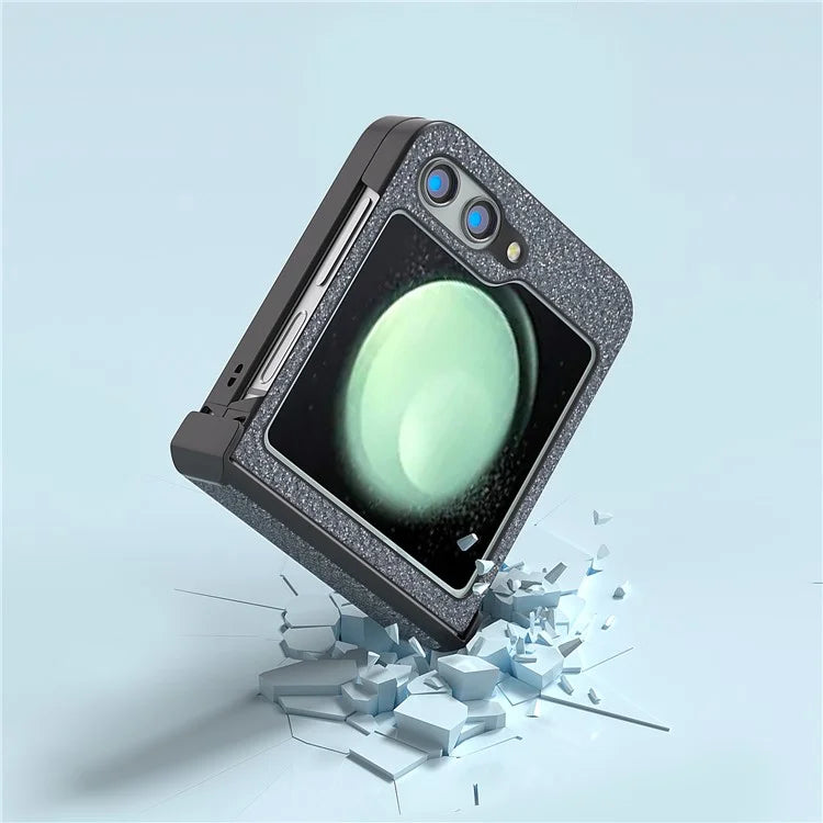 ABEEL For Samsung Galaxy Z Flip5 5G Case Rhinestone Texture PU Leather+PC Phone Protective Cover
