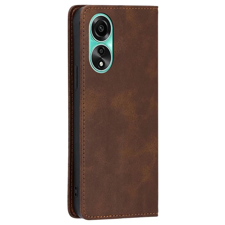 For Oppo A78 4G Case Calf Texture Leather Cover with Wallet Stand