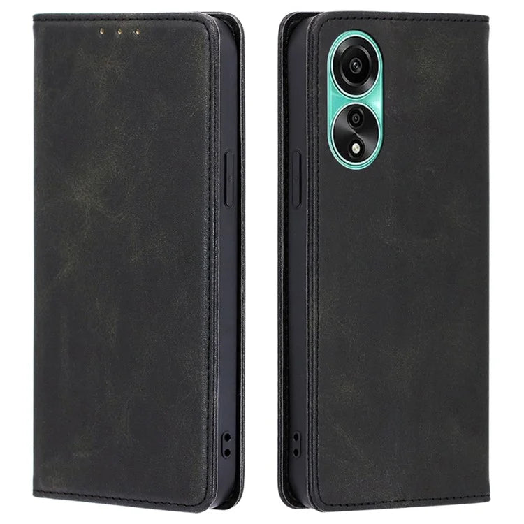 For Oppo A78 4G Case Calf Texture Leather Cover with Wallet Stand