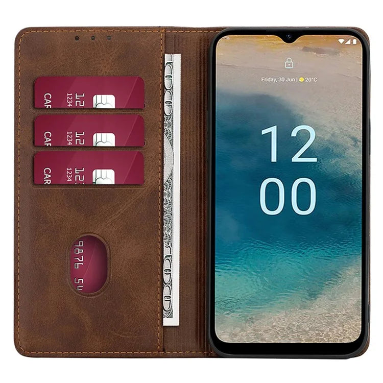 For Nokia G42 Case Leather Calf Texture Phone Protector with Magnetic Closure