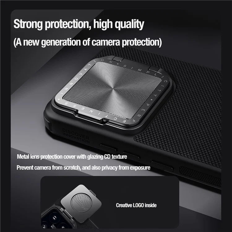 NILLKIN For Xiaomi 14 Pro Phone Case Textured Prop PC+TPU Kickstand Cover with Lens Lid