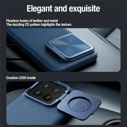 NILLKIN CamShield Prop For Xiaomi 14 Pro Case Leather+PC+TPU Phone Cover