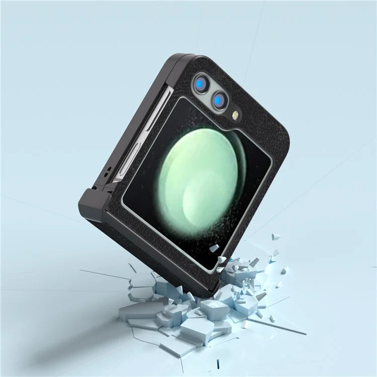 ABEEL For Samsung Galaxy Z Flip5 5G Case Hinge Design Litchi Texture Phone Cover