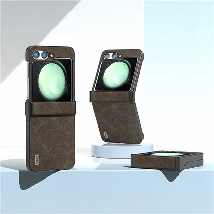 ABEEL For Samsung Galaxy Z Flip5 5G Case Hinge Design Litchi Texture Phone Cover